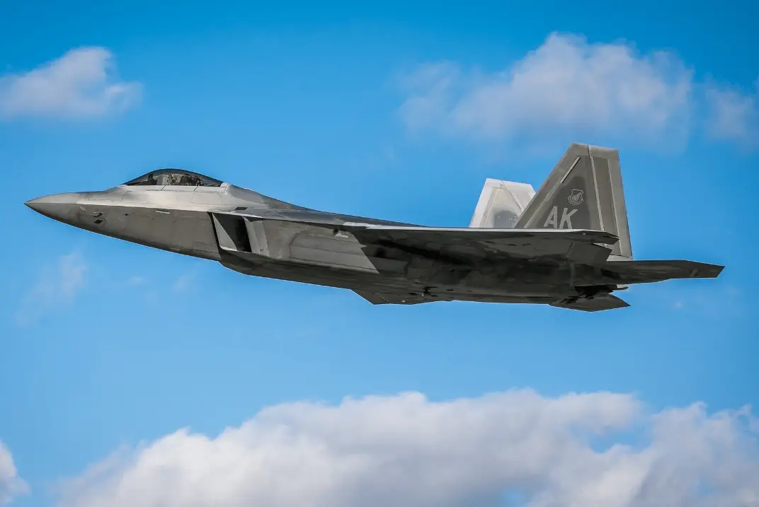 During their deployment to Europe the F-22s are conducting regular surveillance flights and air patrols as well as training events above the region. Photo by Arnaud Chamberlin.