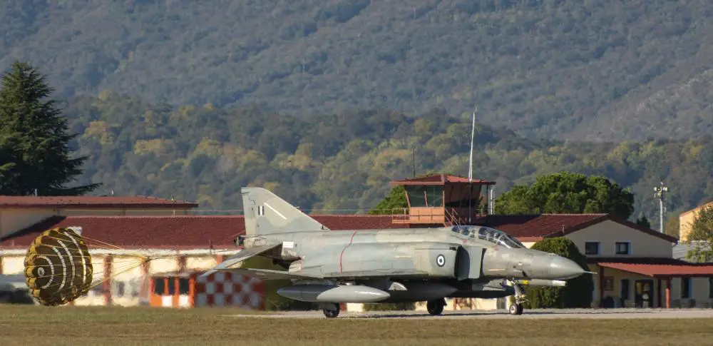 An F-4 Phantom from the Hellenic Air Force lands during Exercise Poggio Dart at Aviano Air Base, Italy, Nov. 7, 2022.
