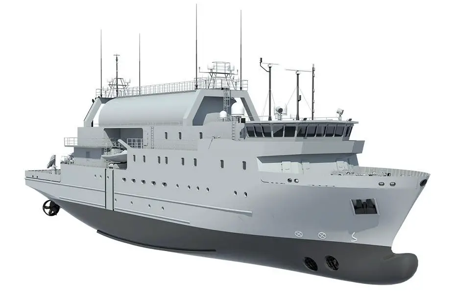 Saab CGI of the future Signals Intelligence Ship HMS Artemis.