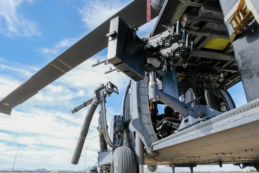 Two M240s are mounted inside an HH-60G Pave Hawk helicopter Nov. 22, 2022, at Davis-Monthan Air Force Base, Arizona. The 943d Rescue Group designed a concept to mount four additional M240 machine guns onto the HH-60G helicopters to provide more firepower to the 920th Rescue Wing’s personnel recovery task force in contested environments.