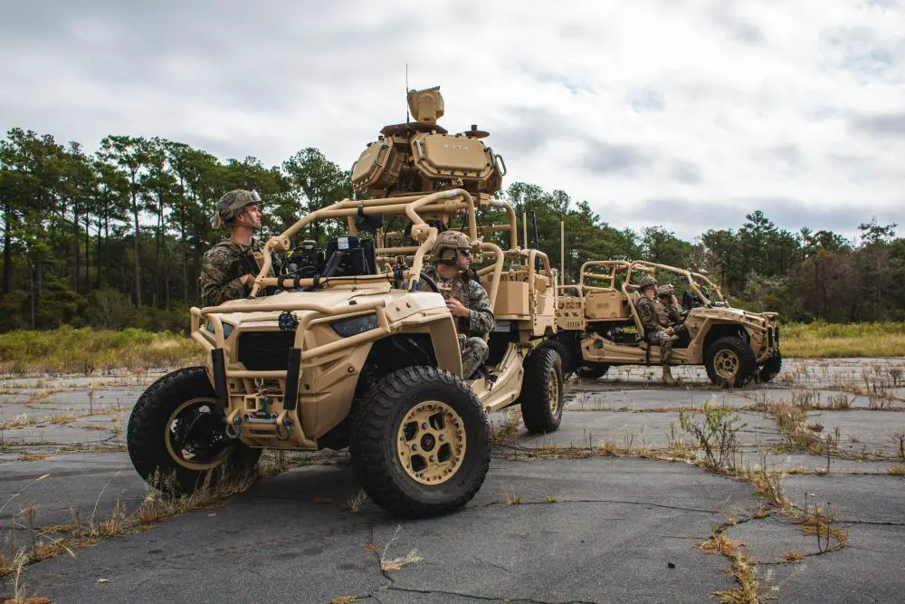 U.S. Marines with 2nd Low Altitude Air Defense Battalion (LAAD) search their surroundings during a demonstration with the Light Marine Air Defense Integrated System, or L-MADIS, at Marine Corps Outlying Landing Field Atlantic, North Carolina, Oct. 18, 2022. 