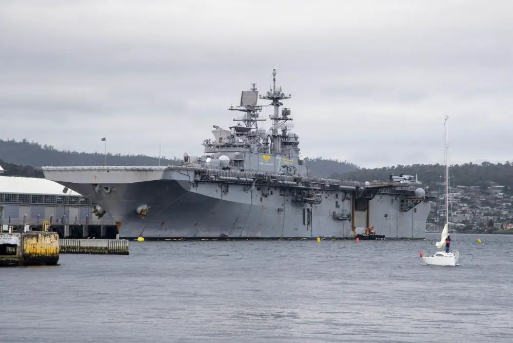US Navy America-class Amphibious Assault Ship USS Tripoli (LHA-7) Visits Tasmania