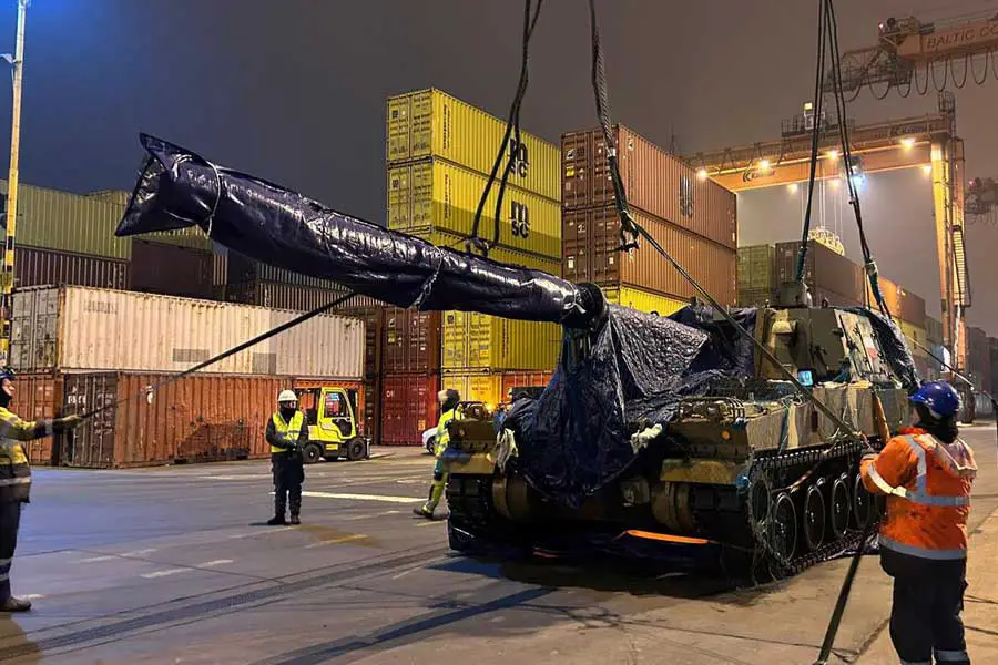 K9PL 155 mm self-propelled howitzer  arrival at the Port of Gdynia Poland 