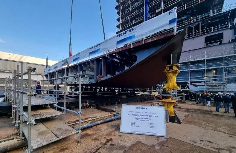 Keel laying of French Navy Second Logistic Support Ship Bow Section at Fincantieri Shipyard