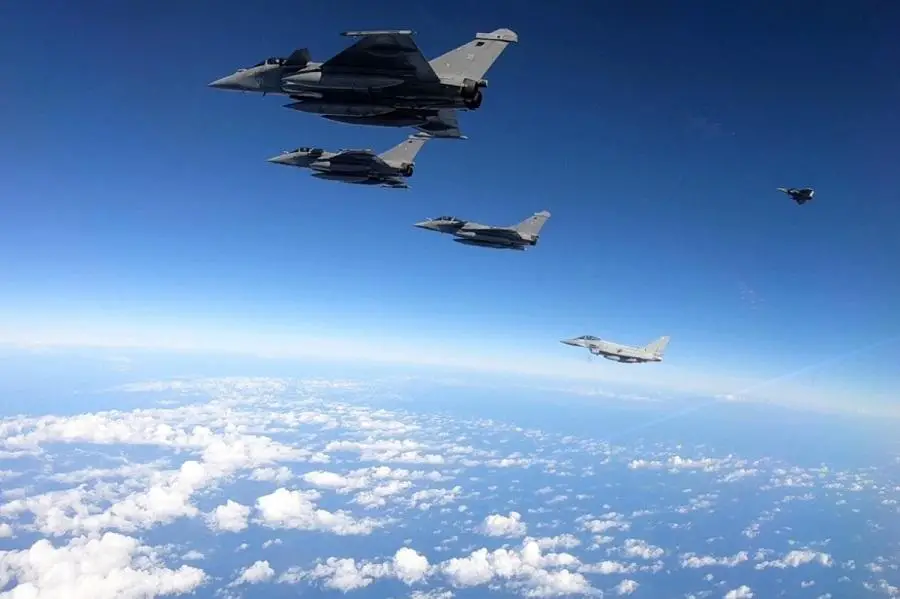 Royal Air Force Typhoons took part in Exercise OLYMPUS DAWN flying with  French Navy Rafale multi-role fighter jets as well as conducting Air Maritime Integration with the French Navy Carrier Strike Group, 