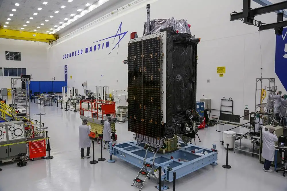 GPS III satellite at Lockheed Martin facility outside of Denver, Colorado.