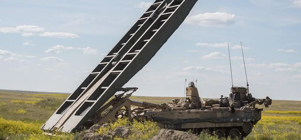 The Titan Armoured Vehicle Launcher Bridge (AVLB) is an engineer vehicles based the Challenger 2 main battle tank chassis.