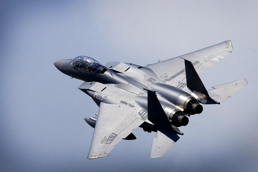 A F-15E Strike Eagle assigned to the 492nd Fighter Squadron flies over Royal Air Force Lakenheath, England. The 492nd trains regularly to ensure RAF Lakenheath brings unique air combat capabilities to the fight. (U.S. Air Force photo/ Tech. Sgt. Matthew Plew)