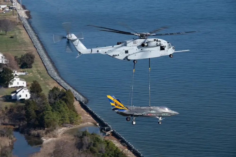 The Patuxent River F-35 Integrated Test Force (ITF) test teams collaborated with Marine Operational Test and Evaluation Squadron One (VMX-1) and a Marine helicopter support team with Combat Logistics Battalion (CLB) 24, Combat Logistics Regiment 2, 2nd Marine Logistics Group to conduct the lift.