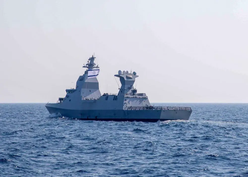  An Israeli Navy Sa’ar 6-class corvette sails in the Mediterranean Sea during exercise Juniper Oak 23-2, Jan. 24, 2023. 