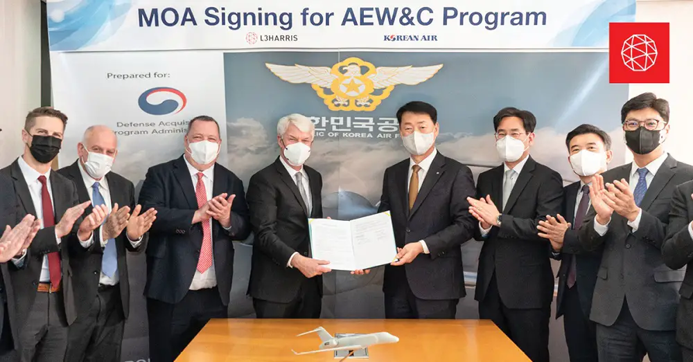 Leadership from L3Harris, IAI/ELTA and Korean Air Lines present an agreement between the companies to supply the next generation of survivable, high-altitude airborne early warning and control aircraft to the Republic of Korea.