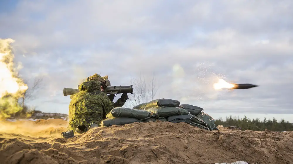 Canadian Army conduct an 84mm and M72 Light Anti-Tank Weapon range in the training area of Adazi Military Base, Latvia.