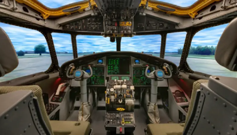 The Naval Aviation Training Systems and Ranges program office (PMA-205) recently delivered the first Aircrew Procedures Trainer (APT) device to Carrier Airborne Early Warning Squadron (VAW) 125 at Marine Corp Air Station (MCAS) Iwakuni, Japan. Pictured is a cockpit view of an APT device.