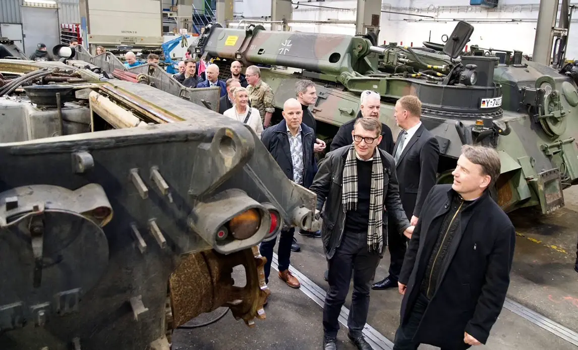 Danish Acting Minister of Defense Troels Lund Poulsen, together with the defense conciliation circle and members of the defense committee and Foreign Policy Council, visits the FFG plant where German-made armored vehicles from several NATO nations are being refurbished before they are shipped to Ukraine.