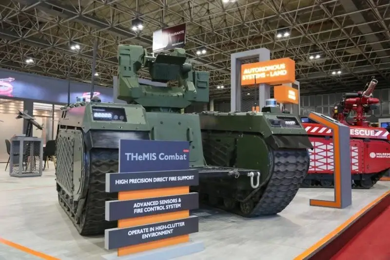THeMIS Combat and Multiscope Rescue unmanned ground vehicles (UGVs).