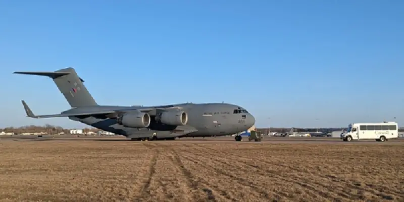 Royal Air Force C-17 Tactical Airlifter Transports Canadian Leopard 2 Tank for Ukraine