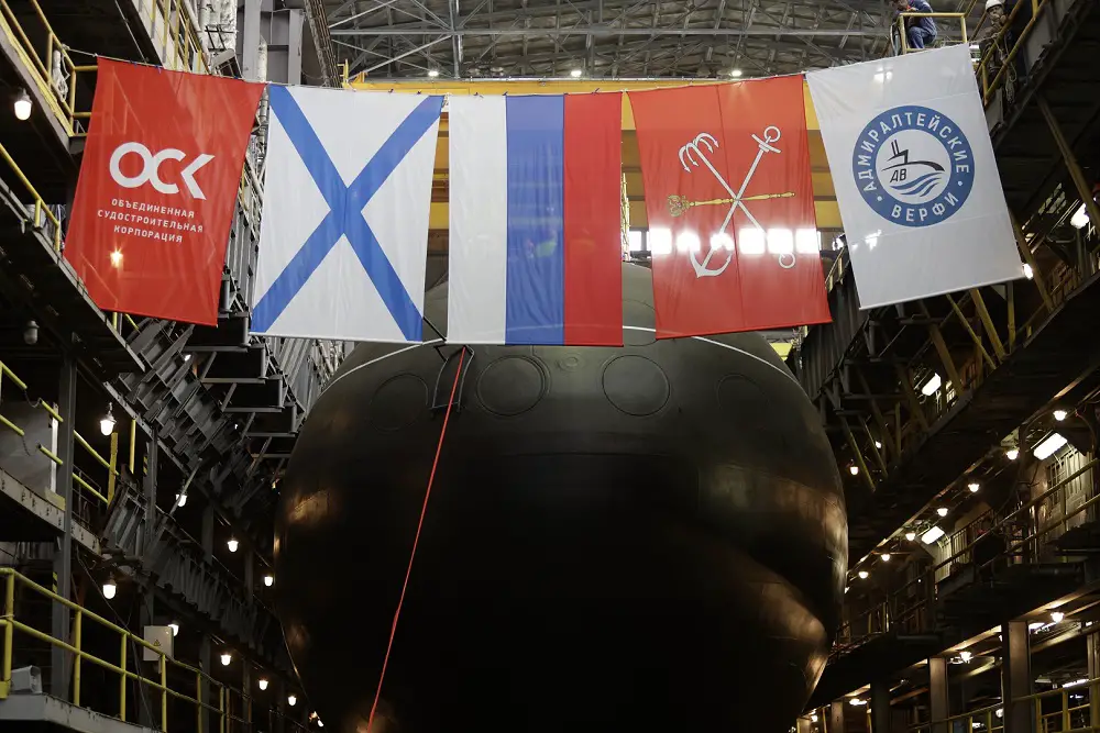 Russia's JSC Admiralty Shipyards Launches Project 636.3 Submarine Mozhaisk