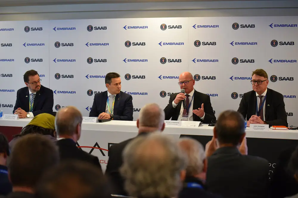 Bosco da Costa Junior, President and CEO of Embraer Defense & Security, and Saab President and CEO Micael Johansson announced their new partnership at the LAAD defense show in Rio de Janeiro. 