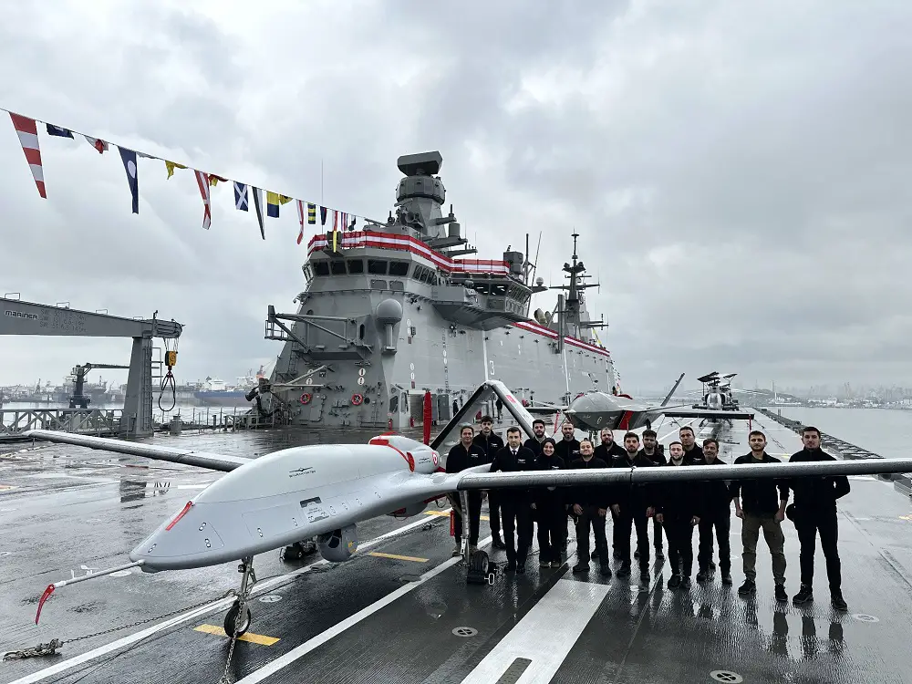 the TCG Anadolu is the Turkish Navy's largest warship, and will carry helicopters and various unmanned aircraft, like the Baykar Kizilelma UCAV shown here on her flight deck