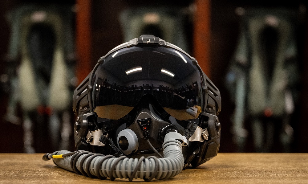The U.S. Air Force’s Next Generation Fixed Wing Helmet sits ready for another testing at Eglin Air Force Base, Fla. These tests mark the second round of developmental testing since the Air Force announced the new LIFT-manufactured helmet last year. 