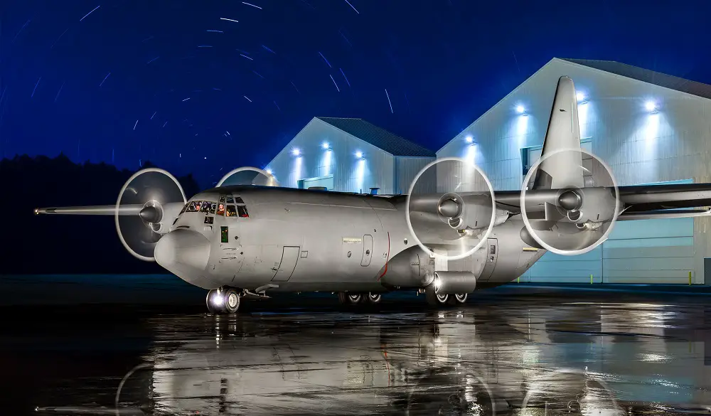 Lockheed Martin C-130J Super Hercules military transport aircraft.