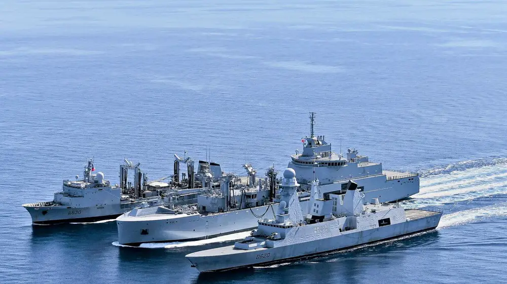 French Navy Replenishment Ship Jacques Chevallier Successfully Completes First Triple At-Sea Refueling
