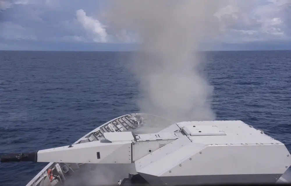 Indonesian Navy Frigate KRI Raden Eddy Martadinata Fires VL MICA Missile