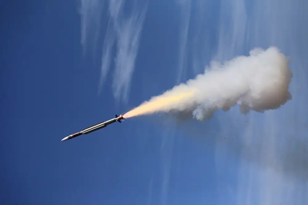A CAMM Extended-Range missile fired during a recent test. 