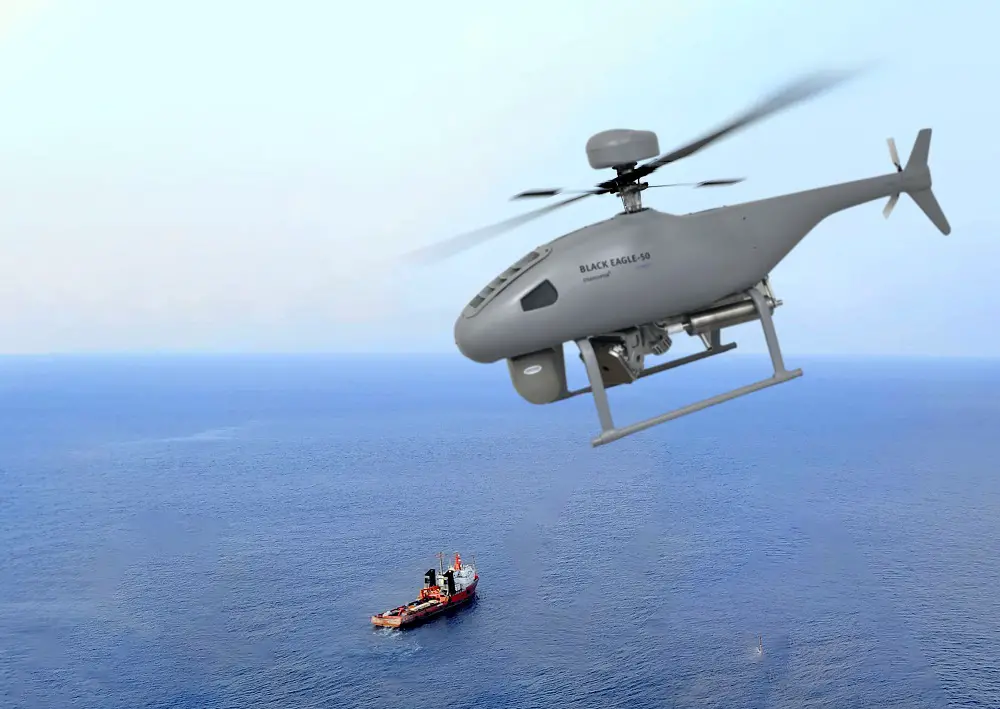 Steadicopter Reveals Black Eagle 50 Hybrid with Bird-Aerosystems Micro Maritime Patrol Radar