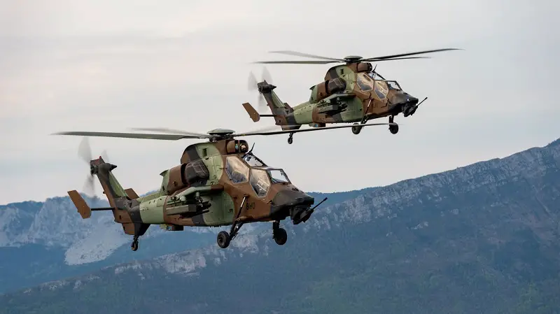 French Army Tiger (Tigre standard 3) attack helicopter equipped with Hellfire missiles.