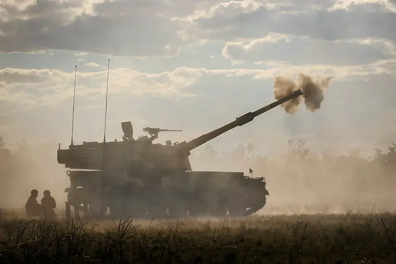 A K9A1 Self-Propelled Howitzer from the 11th Field Artillery Unit of the Korean Marine Corps fires during a multi-national live firepower demonstration at Shoalwater Bay Training Area during Exercise Talisman Sabre 2023.