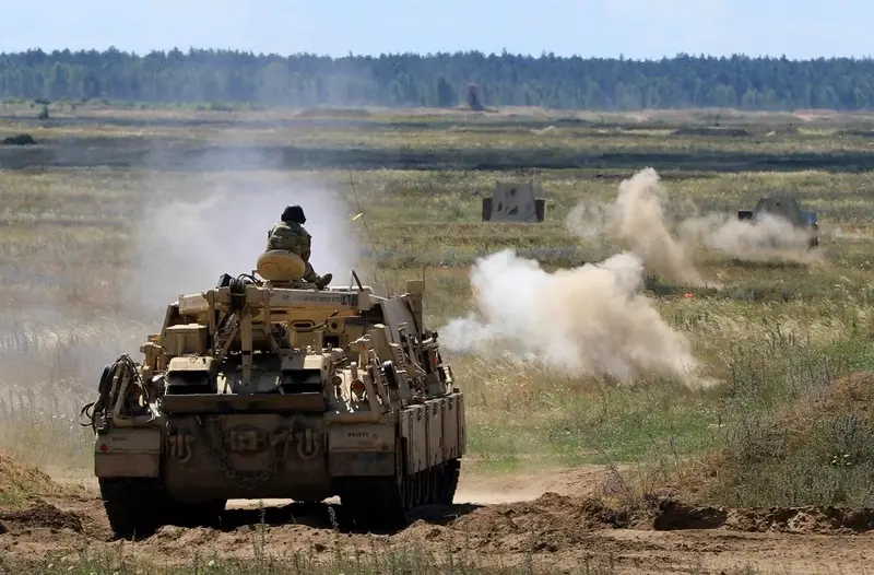 NATO eFP Battlegroup Poland M88A2 HERCULES Conducts Mounted Machine Gun Qualification