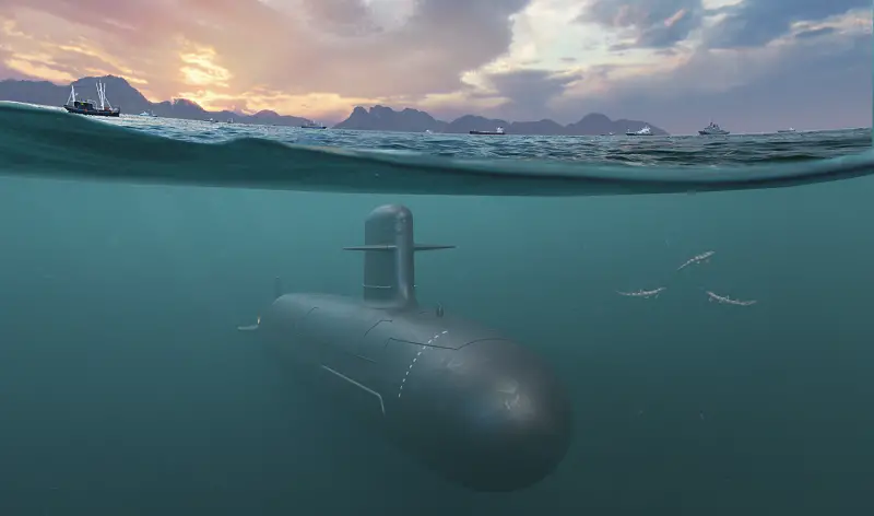 A rendering of a Scorpène-class submarine sailing in Philippine waters.