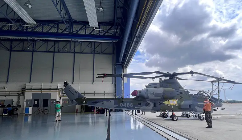 One of two AH-1Z Viper sits in the hangar after arriving in the Czech Republic. Czech Republic selected the H-1 to modernize the country’s armed forces and strengthen its homeland defense.


