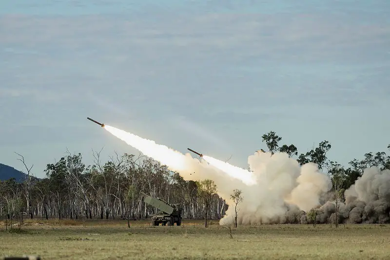 HIMARS fire in unison from the United States Army 17th Field Artillery Brigade during a multi-national live firepower demonstration at Shoalwater Bay Training Area during Exercise Talisman Sabre 2023.
