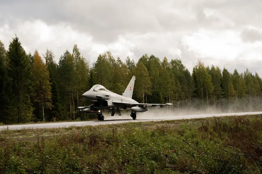 The Royal Air Force Typhoon fighter jets have successfully landed from a regular road in Tervo, Finland