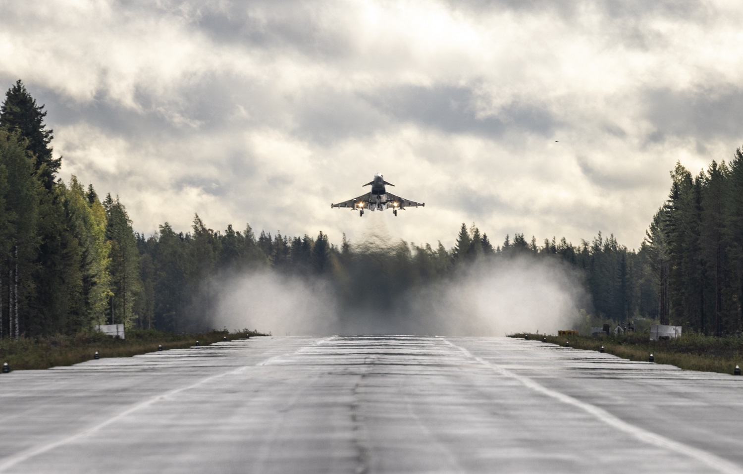 Royal Air Force Typhoon Fighter Jets Land and Take Off from Road for First Time