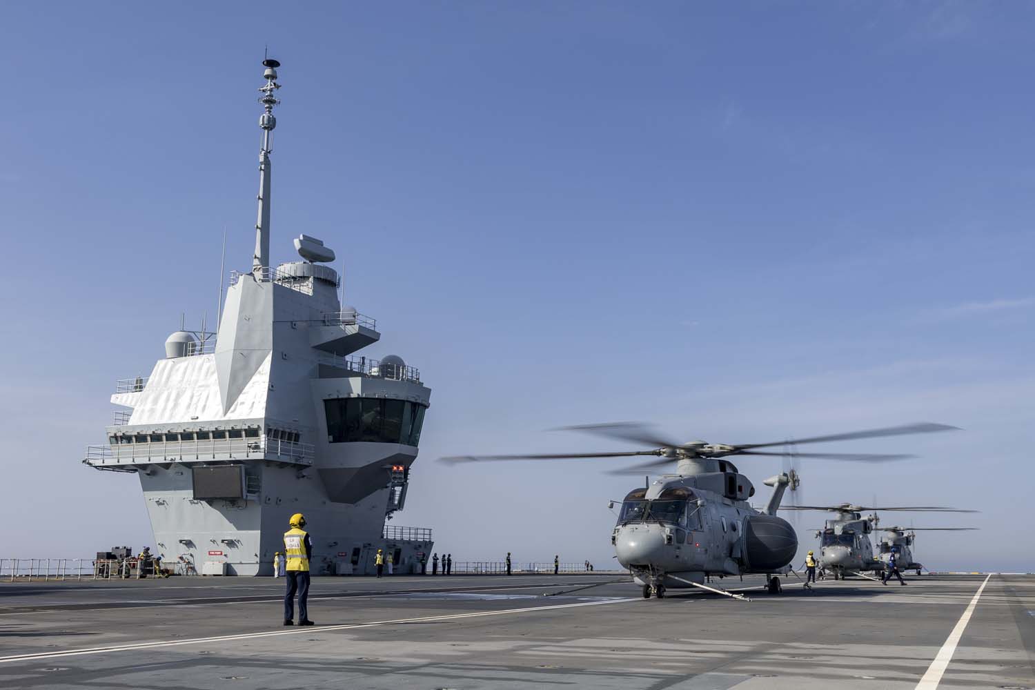 Merlin Mk2 helicopters of 820 NAS have joined HMS Queen Elizabeth. Picture: LPhot Chris Sellars