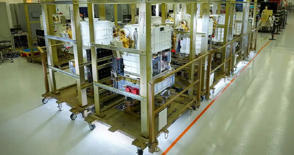 Lockheed Martin-built Tranche 0 Transport Layer small satellites are seen being packed for shipment