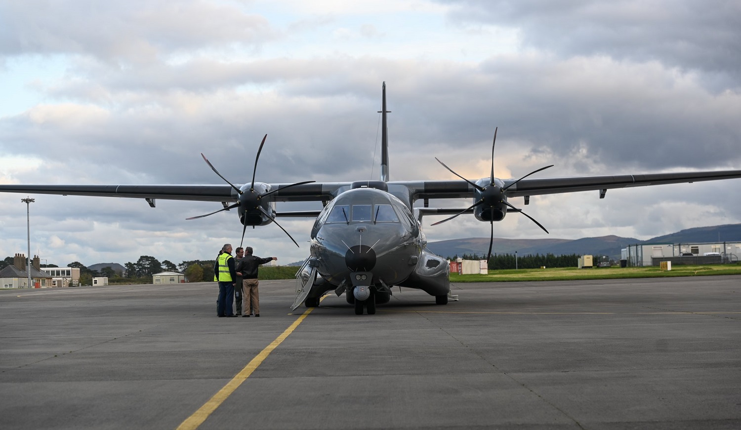 The Irish Air Corps C295 maritime patrol aircraft arriving into Casement Aerodrome near Dublin.