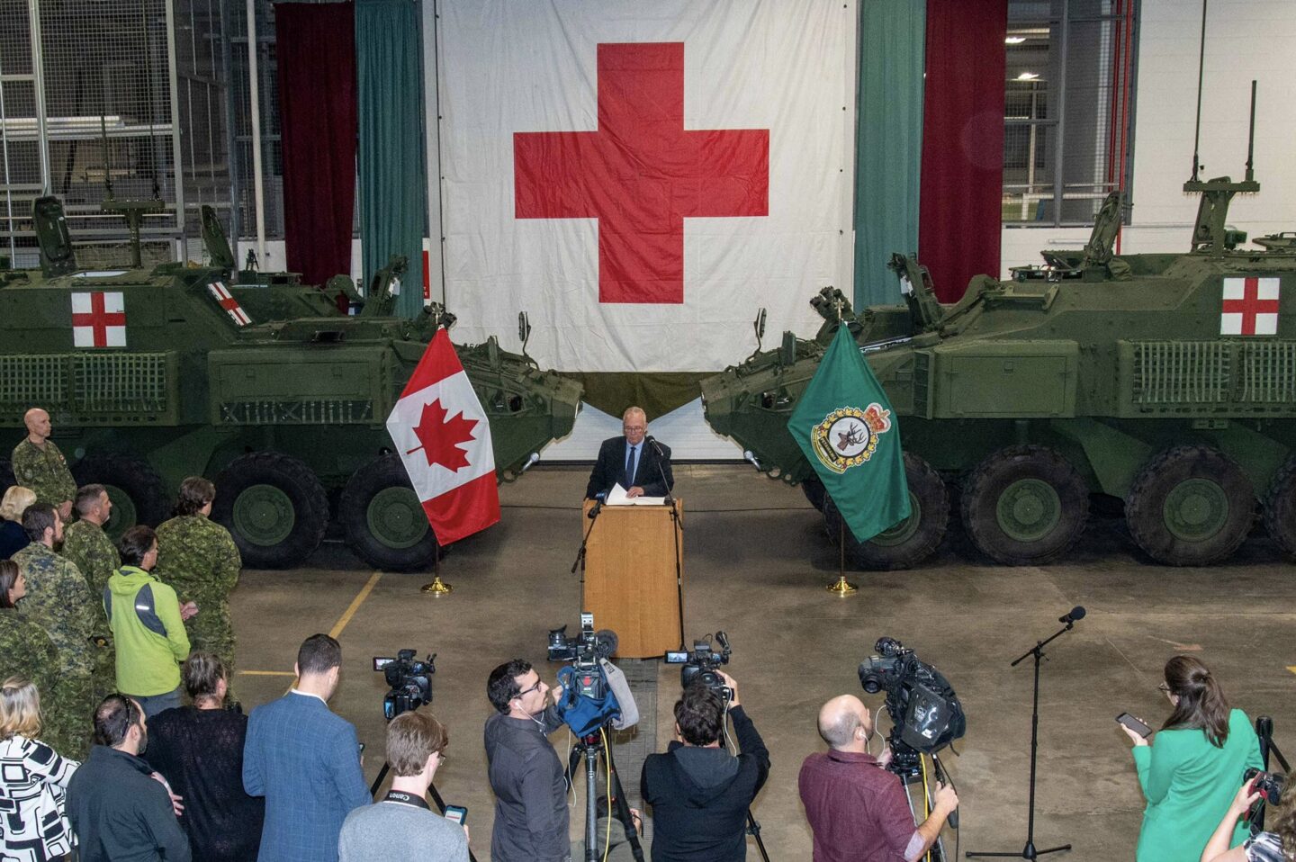 Canadian Defense Minister Bill Blair officially takes delivery of the Canadian Army's first four Armoured Combat Support Vehicles (ACSVs)