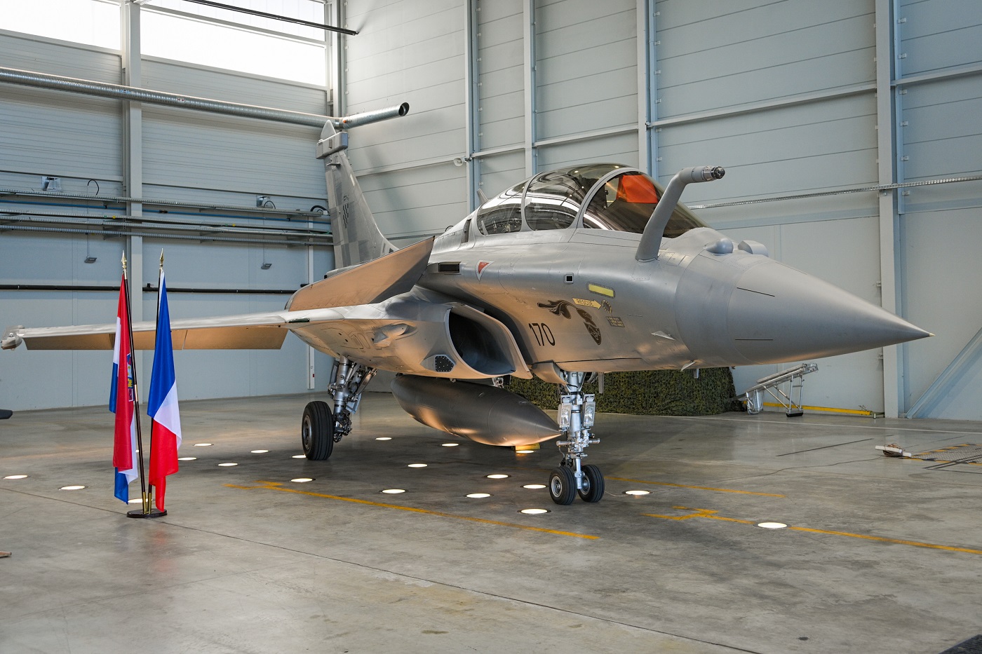 This is the first of 12 Rafale twin-engine aircraft for the Croatian Air Force from the French manufacturer Dassault Aviation