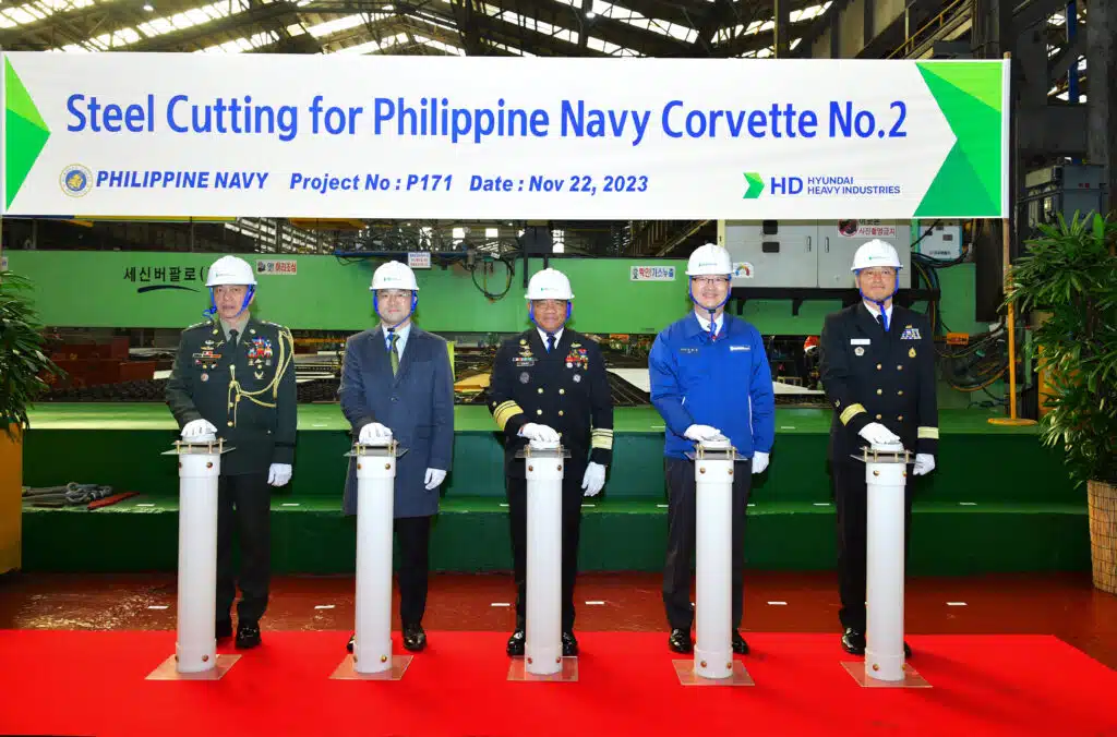 Steel cutting ceremony of the second corvette for the Philippine Navy 