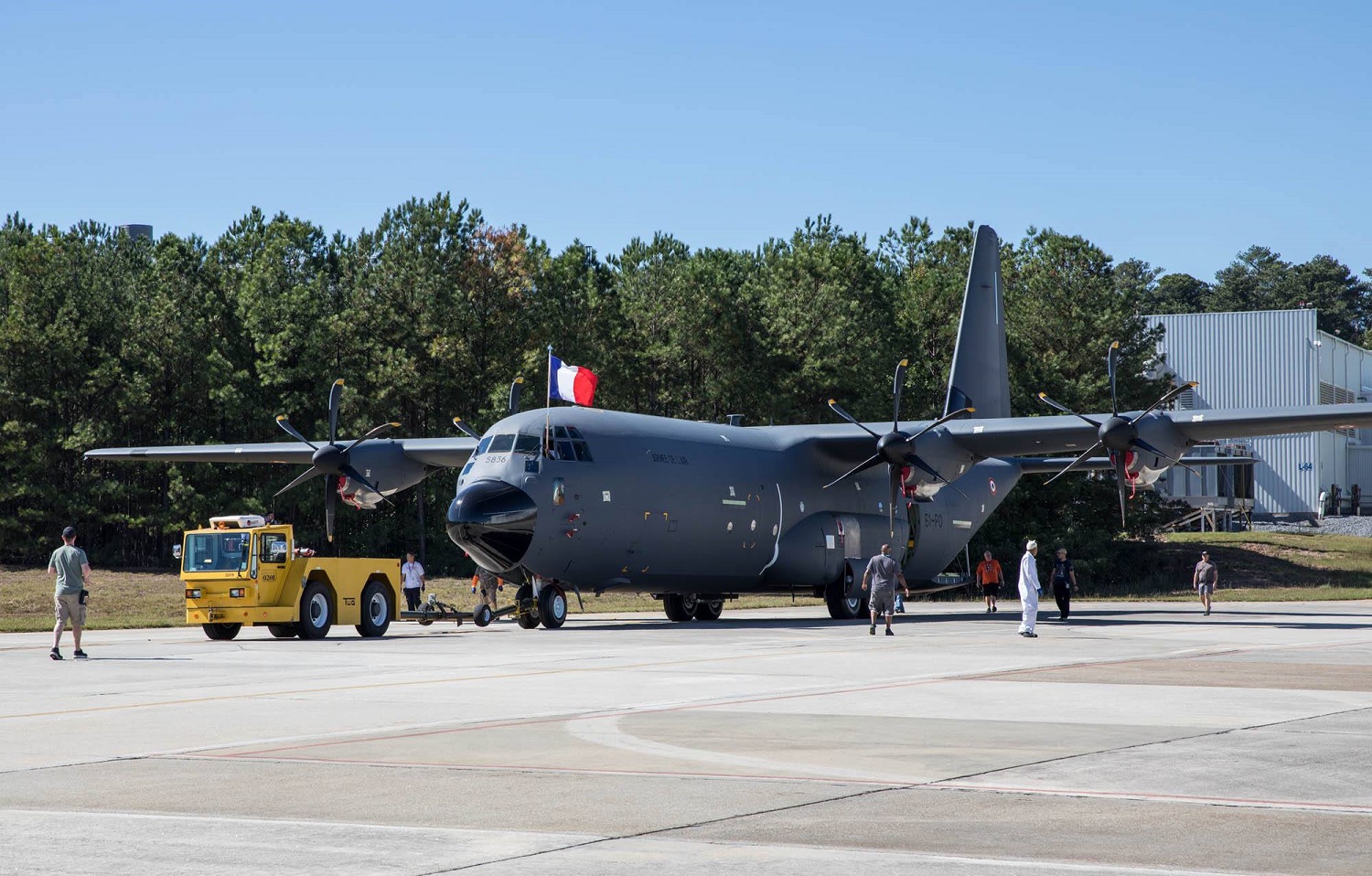 French Air Force Binational Air Transport Squadron Lockheed Martin C-130J Super Hercules military transport aircraft.