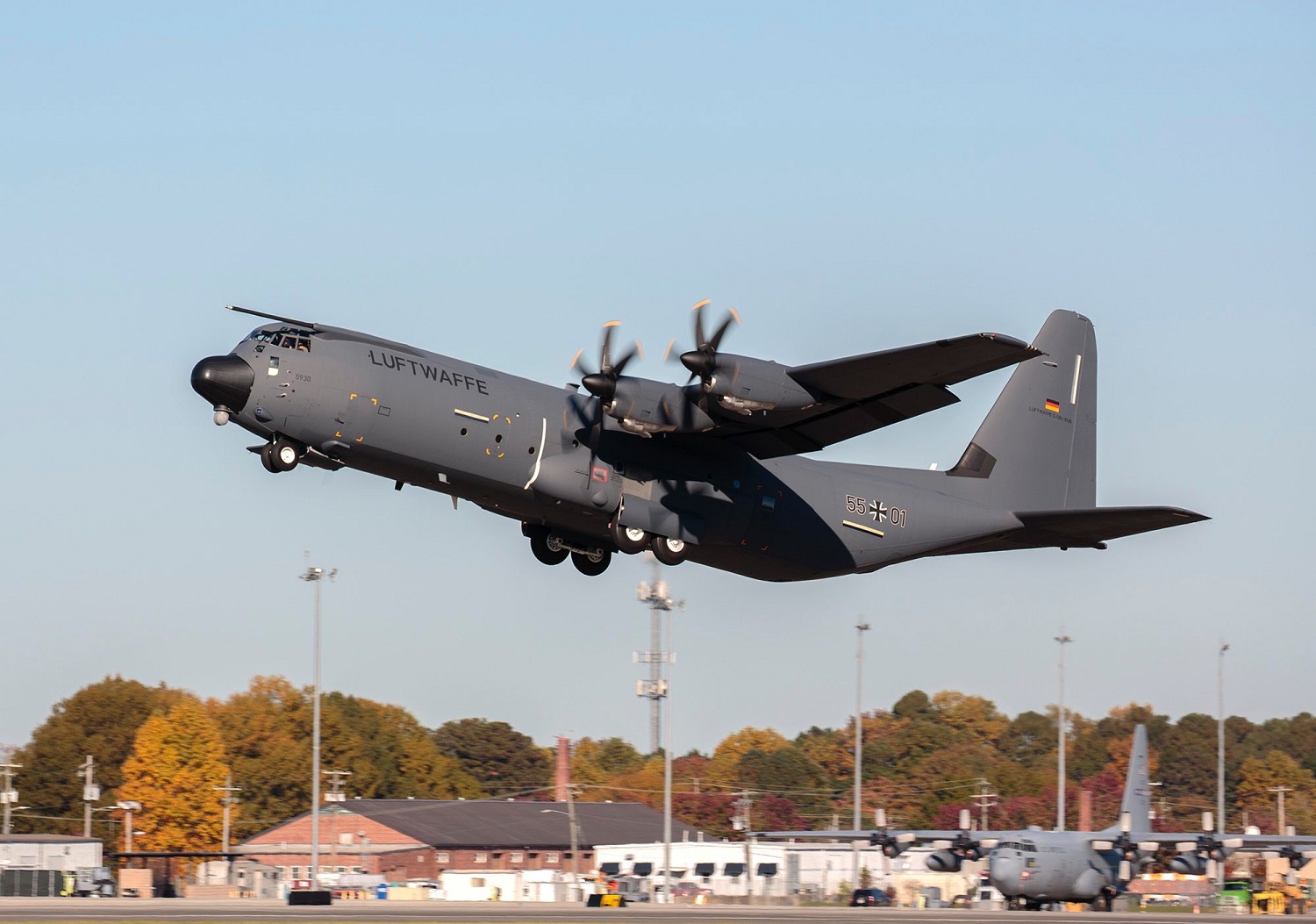 German Air Force Binational Air Transport Squadron Lockheed Martin C-130J Super Hercules military transport aircraft.