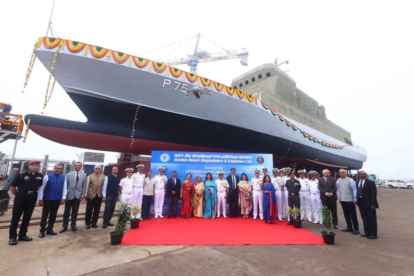 India Navy Launches Fourth Coastal Anti-Submarine Warfare Corvette Amini