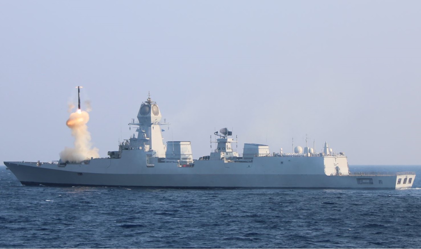 Indian Navy Destroyer INS Imphal (D68) Fires BrahMos Missile In Its Maiden Sea Trials