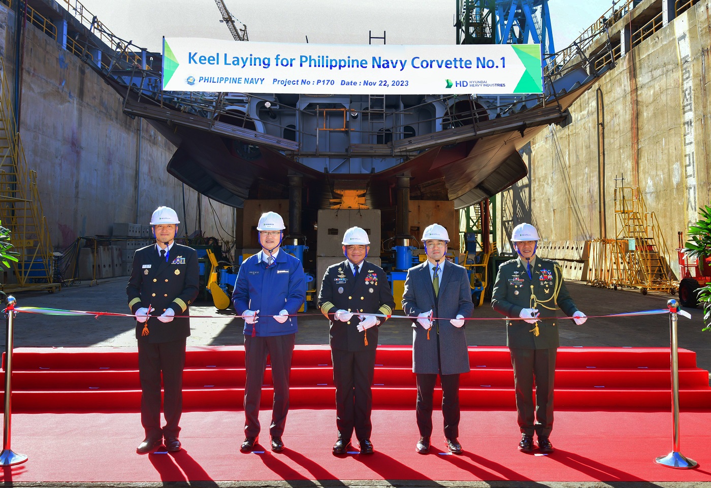 Philippine Navy Holds Keel Laying Ceremony for First Corvette at Ulsan Shipyard