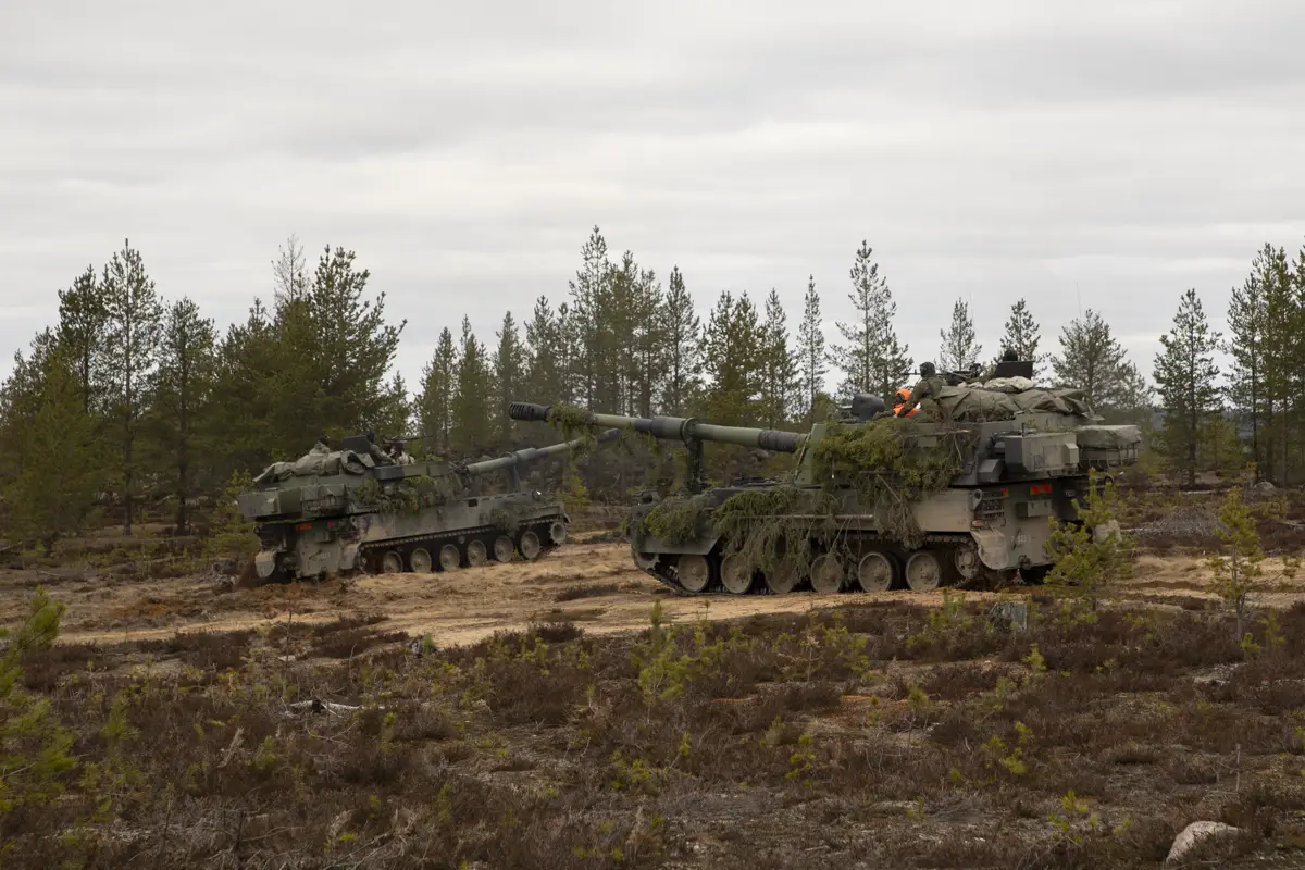 Finnish Army K9FIN Moukari 155 mm self-propelled howitzer