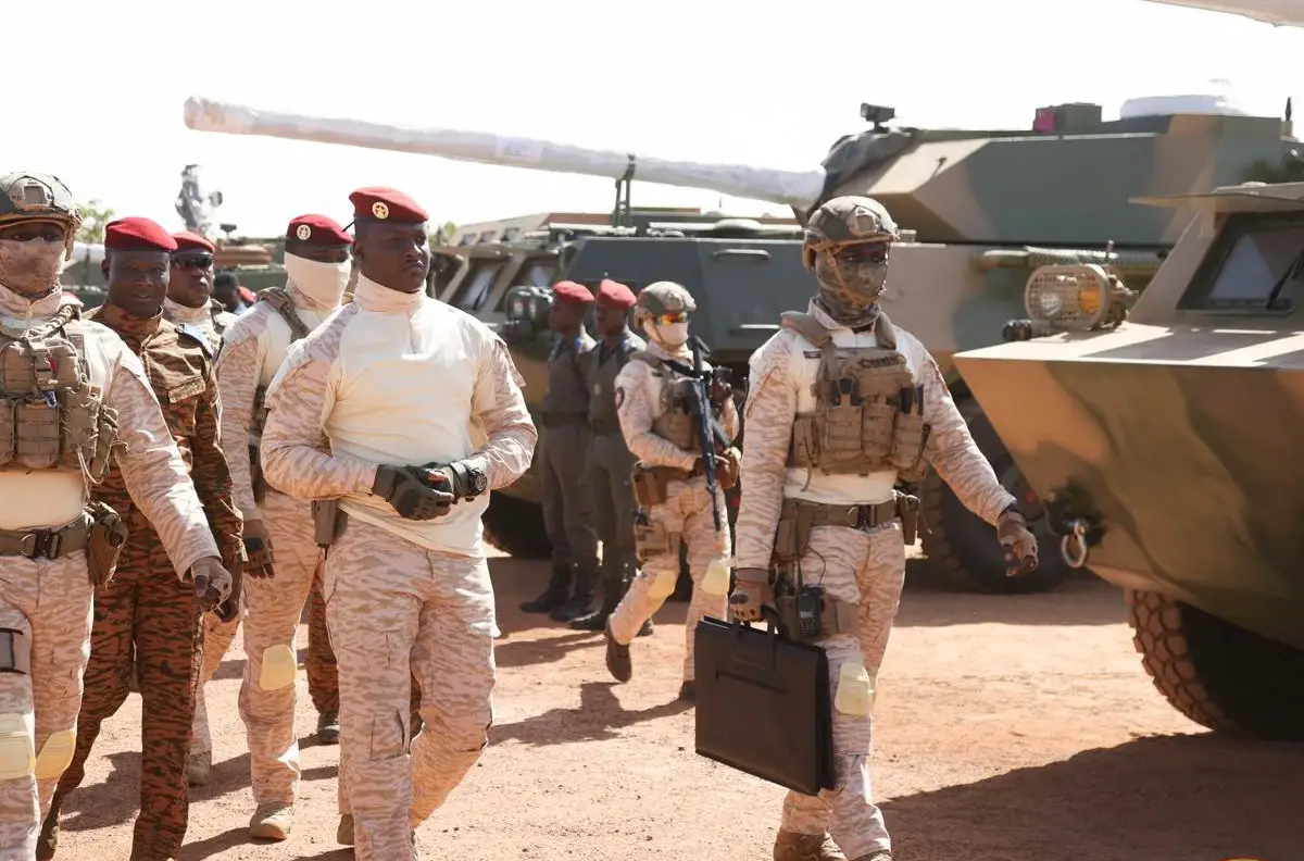 Burkina Faso Army WMA301 105 mm fire-support vehicles. (Photo by Présidence du Faso)